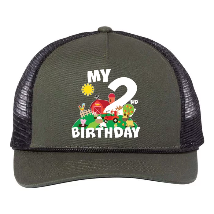 2 Year Old Farm My 2nd Birthday Retro Rope Trucker Hat Cap