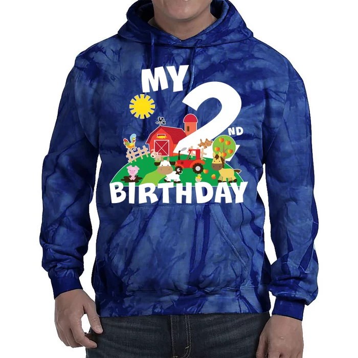 2 Year Old Farm My 2nd Birthday Tie Dye Hoodie