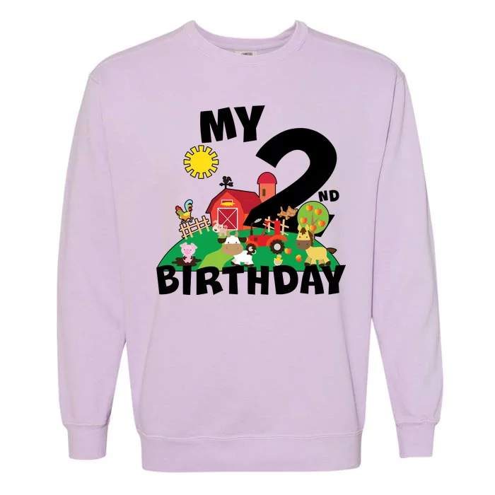 2 Year Old Farm My 2nd Birthday Garment-Dyed Sweatshirt