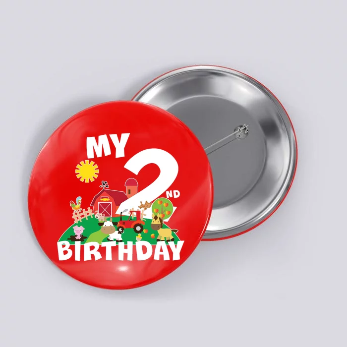 2 Year Old Farm My 2nd Birthday Button