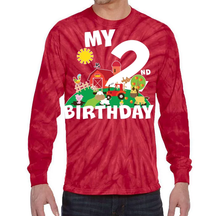 2 Year Old Farm My 2nd Birthday Tie-Dye Long Sleeve Shirt