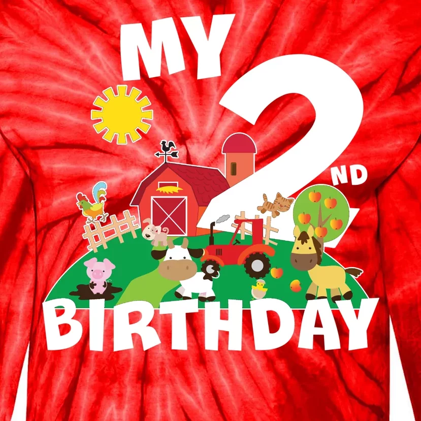 2 Year Old Farm My 2nd Birthday Tie-Dye Long Sleeve Shirt