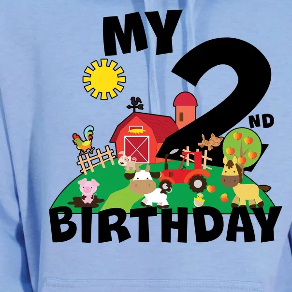 2 Year Old Farm My 2nd Birthday Unisex Surf Hoodie