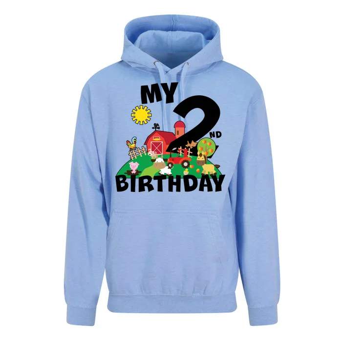 2 Year Old Farm My 2nd Birthday Unisex Surf Hoodie