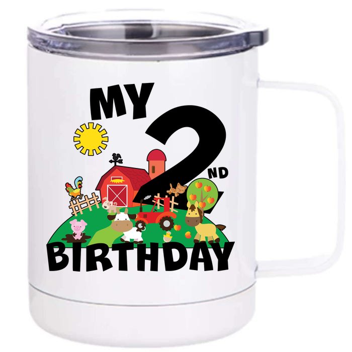 2 Year Old Farm My 2nd Birthday Front & Back 12oz Stainless Steel Tumbler Cup