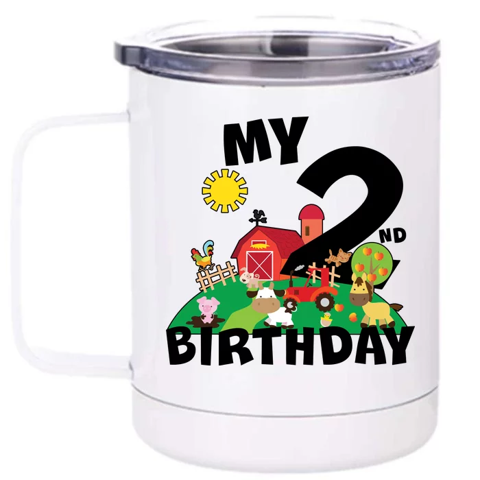 2 Year Old Farm My 2nd Birthday Front & Back 12oz Stainless Steel Tumbler Cup