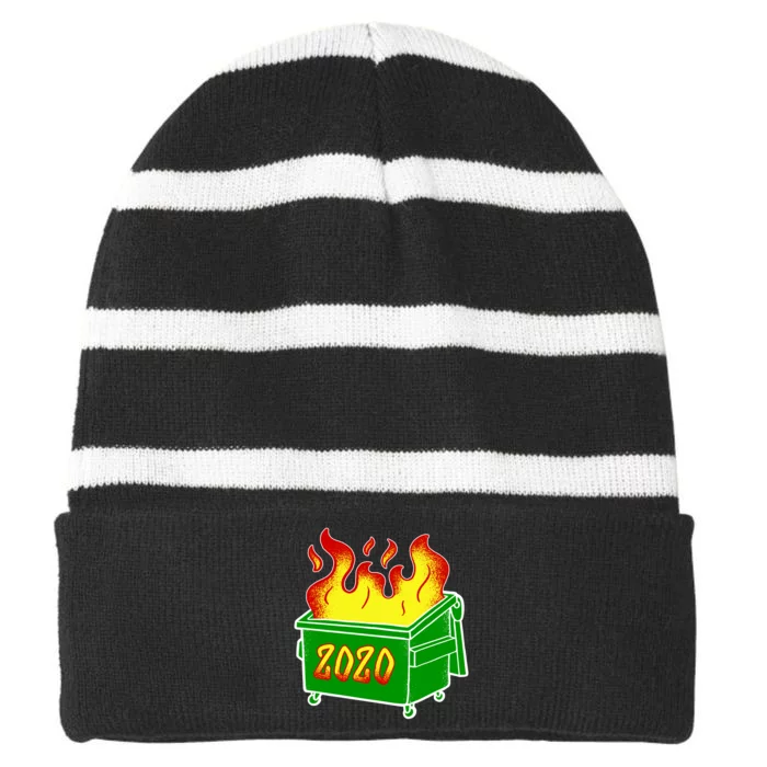 2020 Dumpster Fire Funny Disaster Striped Beanie with Solid Band