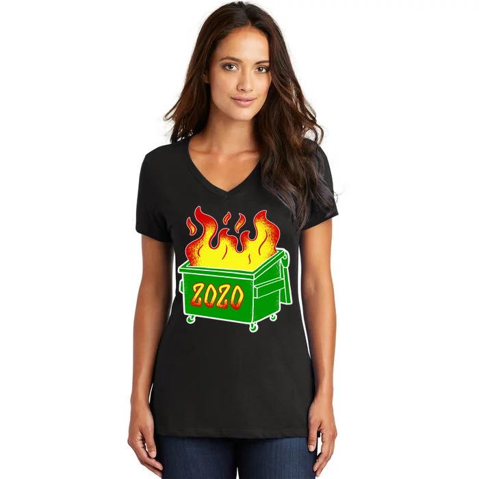 2020 Dumpster Fire Funny Disaster Women's V-Neck T-Shirt