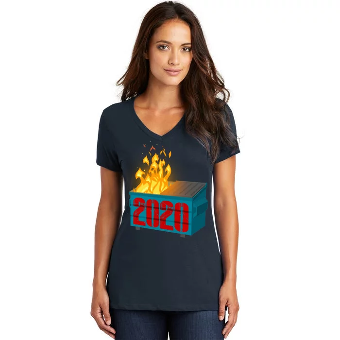 2020 Sucks A Dumpster Fire Women's V-Neck T-Shirt