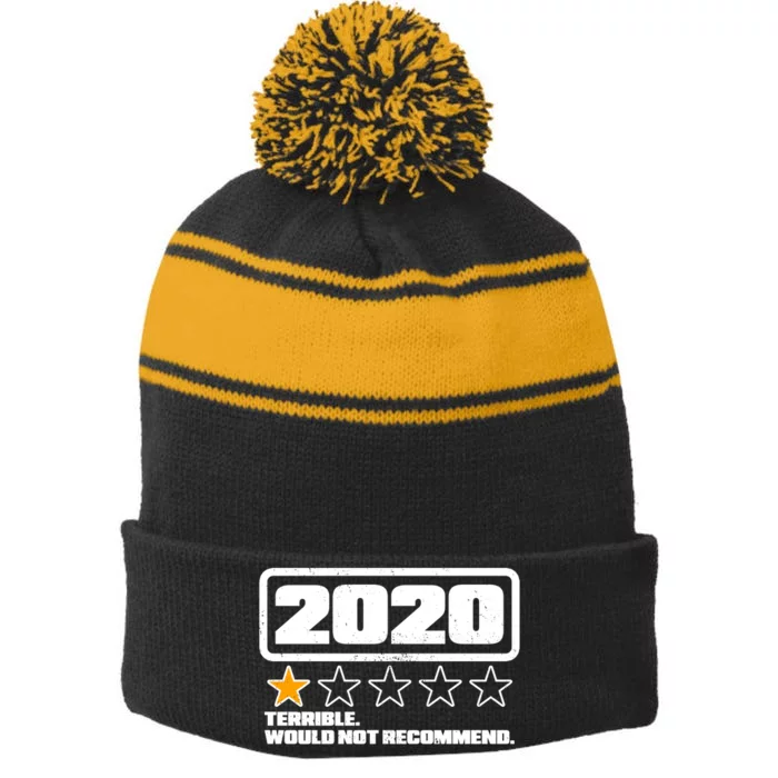 2020 Terrible Would Not Recommend One Star Rating Stripe Pom Pom Beanie