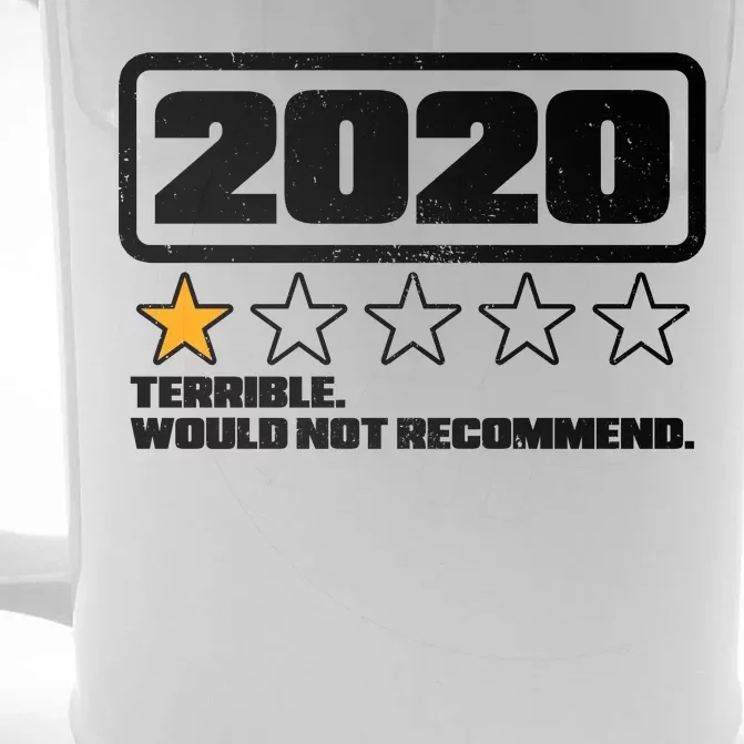 2020 Terrible Would Not Recommend One Star Rating Front & Back Beer Stein