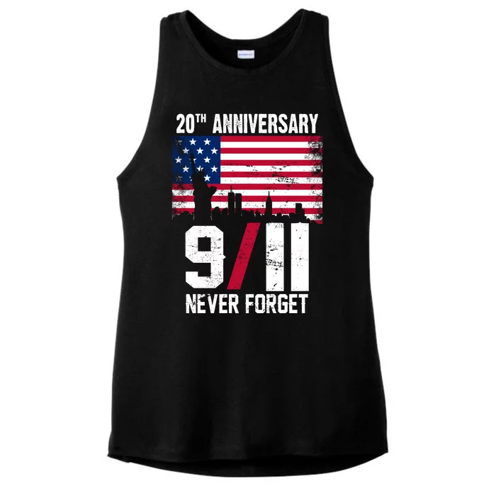 20th Anniversary Never Forget 9/11 September 11th Ladies Tri-Blend Wicking Tank