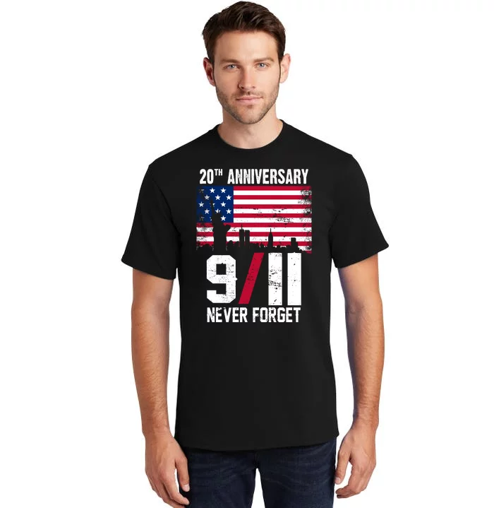 20th Anniversary Never Forget 9/11 September 11th Tall T-Shirt