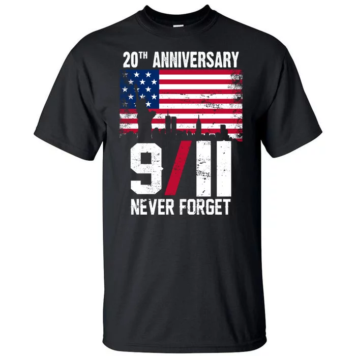 20th Anniversary Never Forget 9/11 September 11th Tall T-Shirt