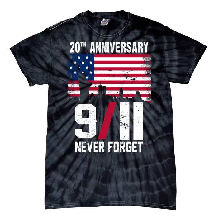 20th Anniversary Never Forget 9/11 September 11th Tie-Dye T-Shirt