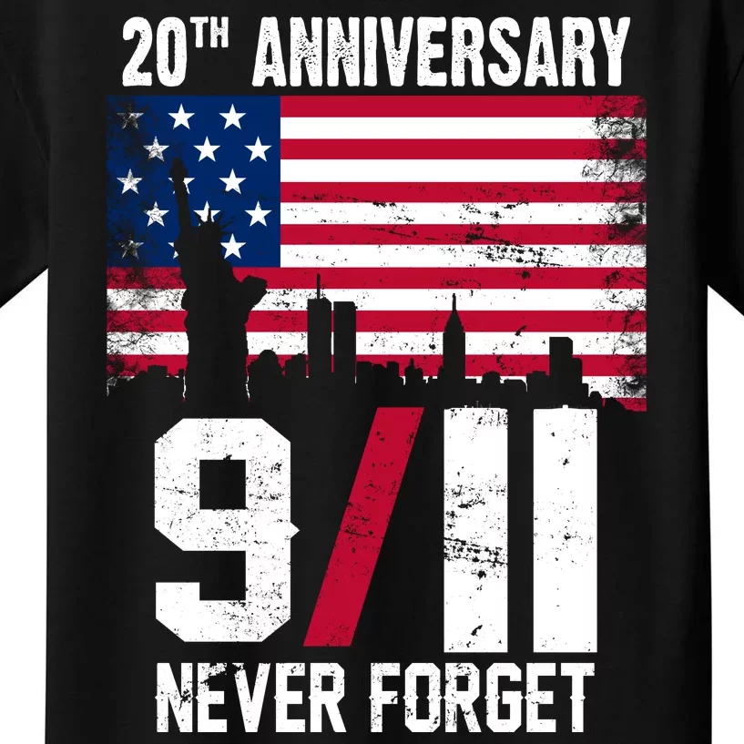 20th Anniversary Never Forget 9/11 September 11th Kids T-Shirt