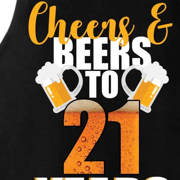 21st Birthday Cheers & Beers To 21 Years Ladies Tri-Blend Wicking Tank