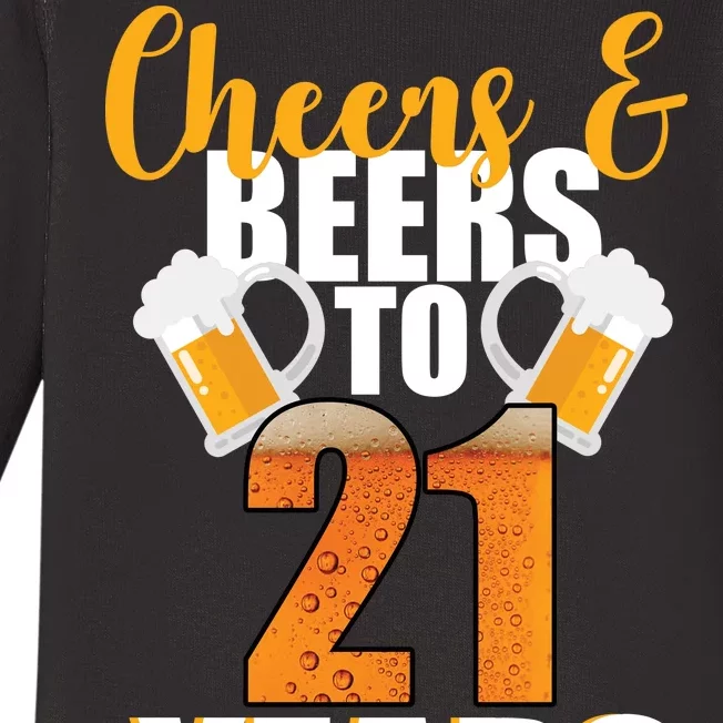 21st Birthday Cheers & Beers To 21 Years Baby Long Sleeve Bodysuit