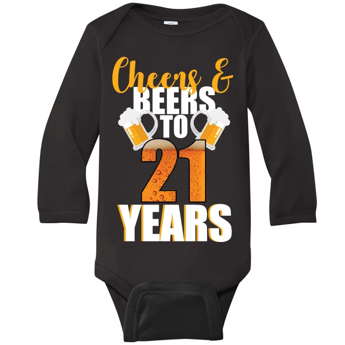 21st Birthday Cheers & Beers To 21 Years Baby Long Sleeve Bodysuit