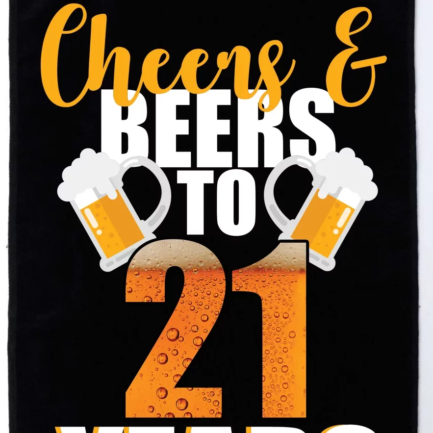 21st Birthday Cheers & Beers To 21 Years Platinum Collection Golf Towel