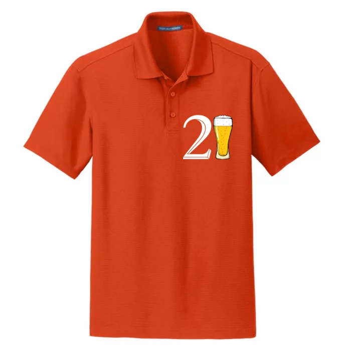 21st Birthday Funny Beer Dry Zone Grid Performance Polo