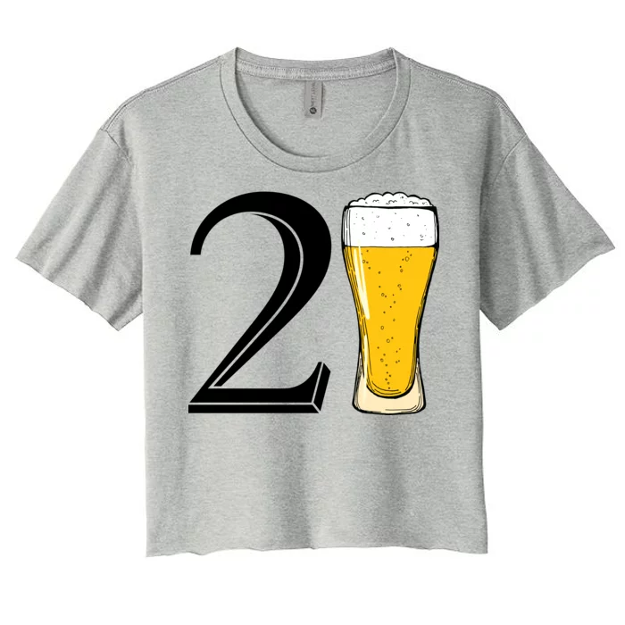 21st Birthday Funny Beer Women's Crop Top Tee