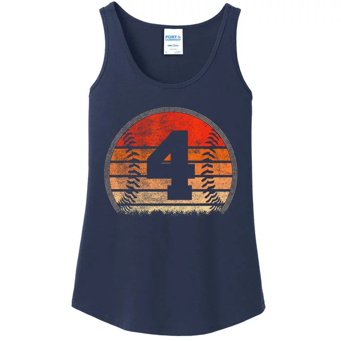 2019 4th Birthday Baseball Four 4 Years Old Ladies Essential Tank