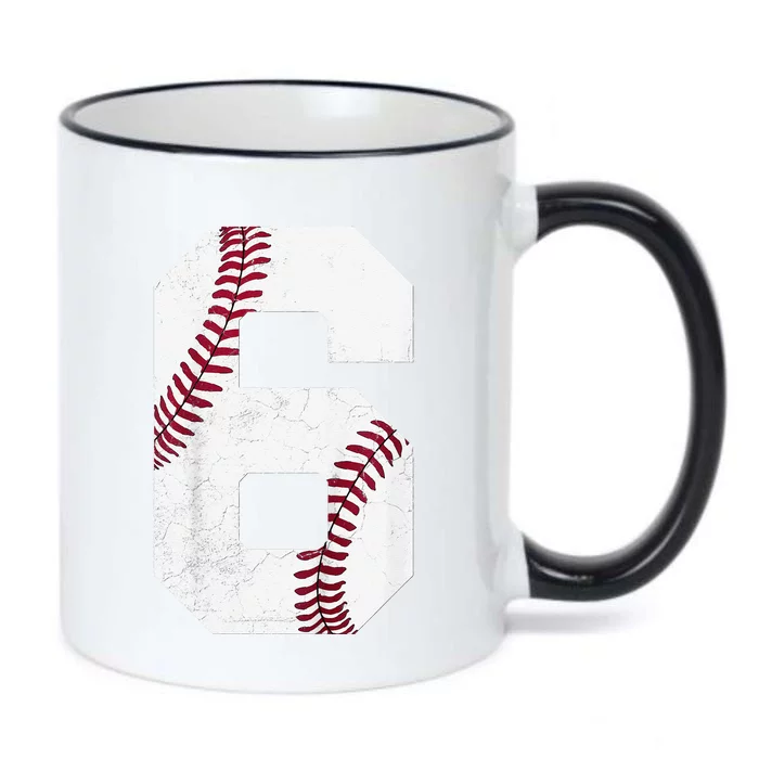 2018 6th Birthday Baseball Six 6 Years Old Black Color Changing Mug