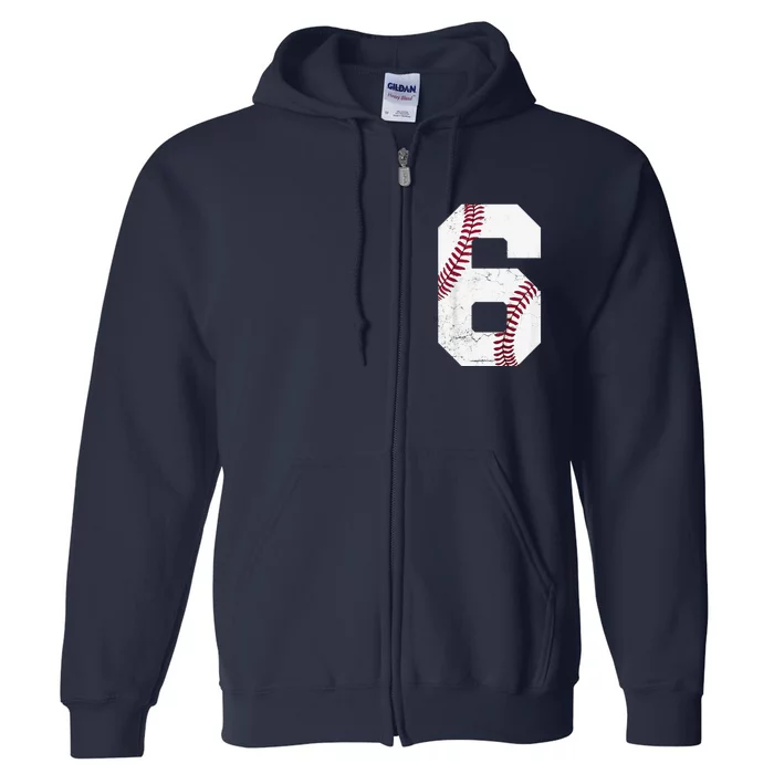 2018 6th Birthday Baseball Six 6 Years Old Full Zip Hoodie