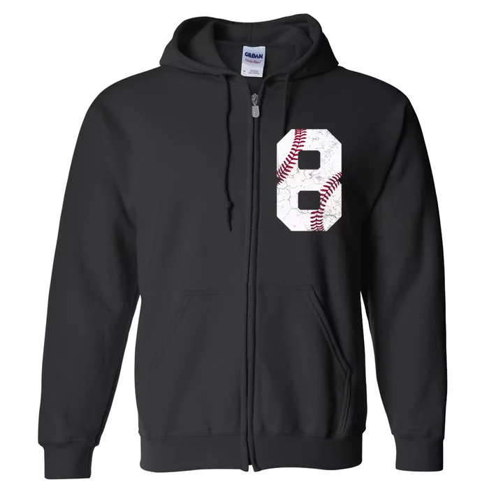 2015 8th Birthday Gift 8 Years Old Baseball Eighth Boy Full Zip Hoodie