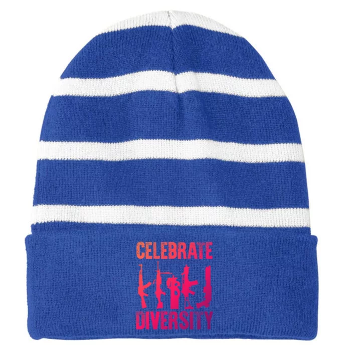 2Nd Adt 2A Pro Guns Celebrate Diversity Cool Gift Striped Beanie with Solid Band