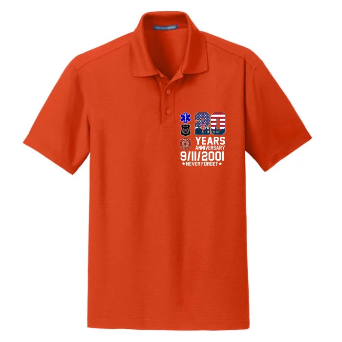 20th Anniversary 9/11/2001 Never Forget 911 Dry Zone Grid Performance Polo