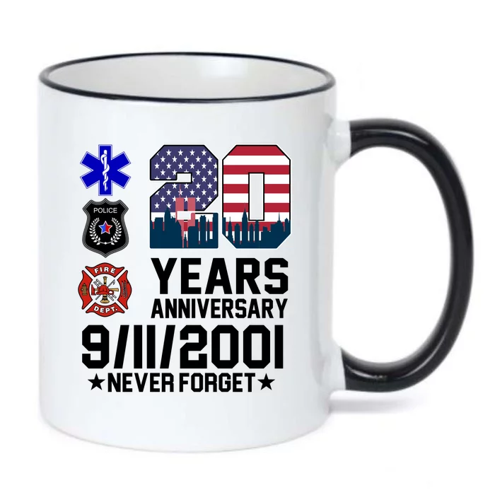 20th Anniversary 9/11/2001 Never Forget 911 Black Color Changing Mug