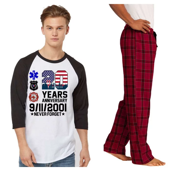 20th Anniversary 9/11/2001 Never Forget 911 Raglan Sleeve Pajama Set