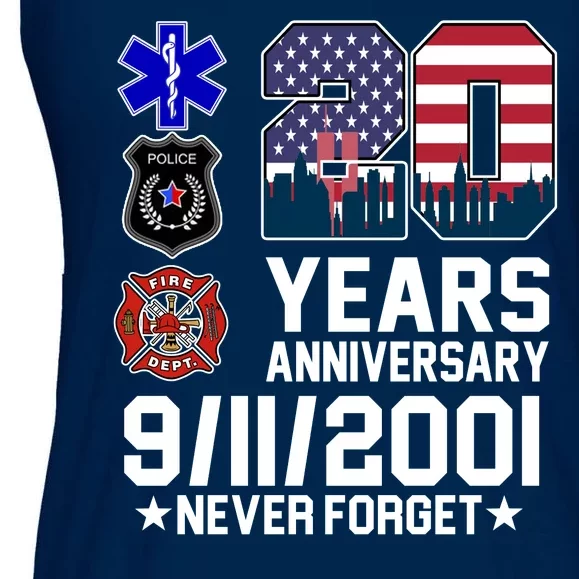 20th Anniversary 9/11/2001 Never Forget 911 Ladies Essential Flowy Tank