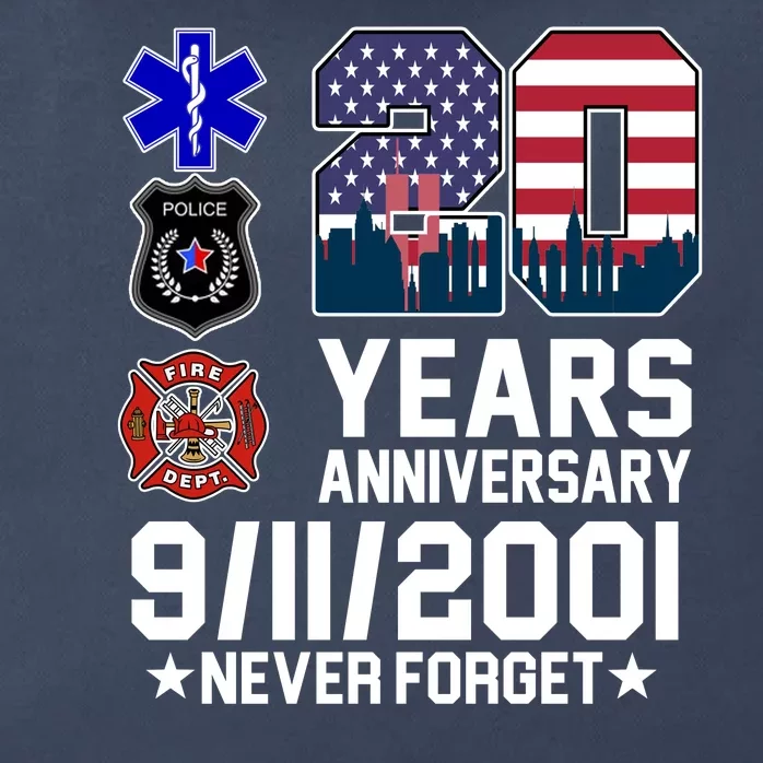 20th Anniversary 9/11/2001 Never Forget 911 Zip Tote Bag