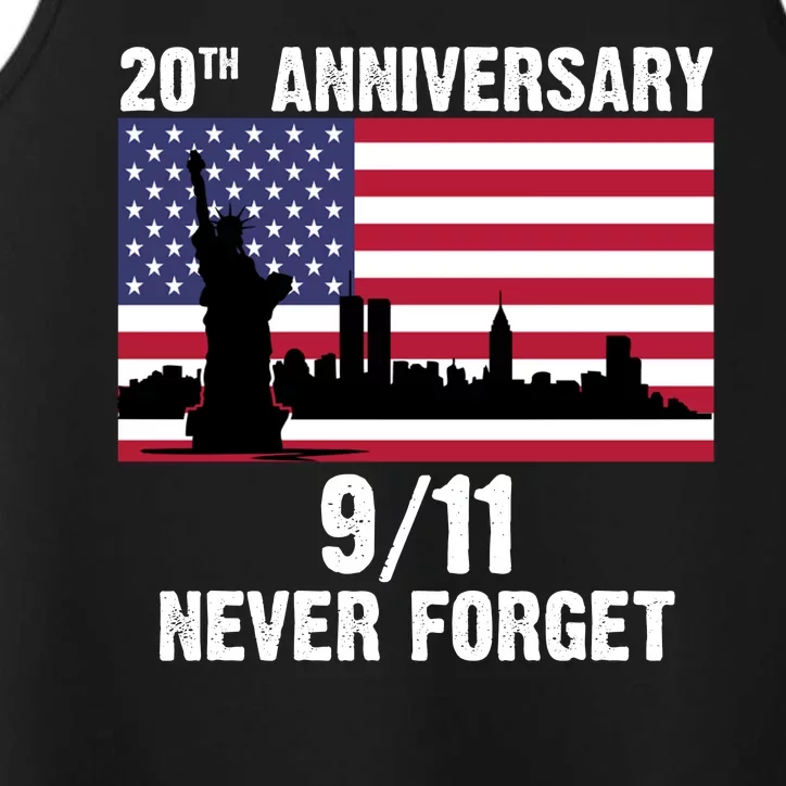 20th Anniversary 9/11 Tribute Never Forget US Flag New York Performance Tank