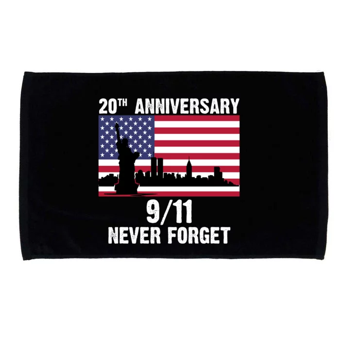 20th Anniversary 9/11 Tribute Never Forget US Flag New York Microfiber Hand Towel