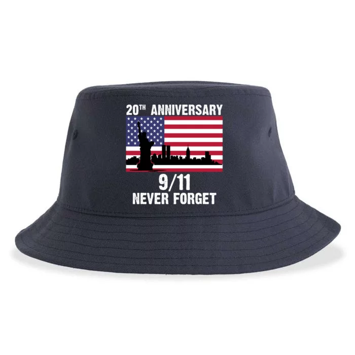 20th Anniversary 9/11 Tribute Never Forget US Flag New York Sustainable Bucket Hat