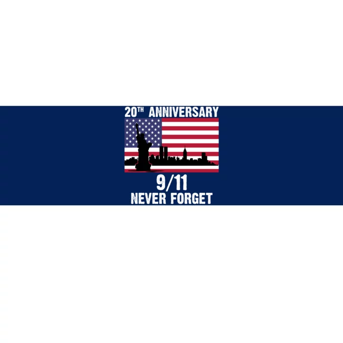 20th Anniversary 9/11 Tribute Never Forget US Flag New York Bumper Sticker