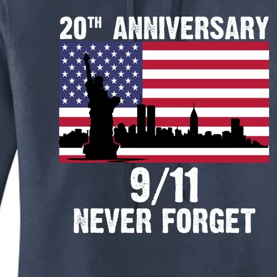 20th Anniversary 9/11 Tribute Never Forget US Flag New York Women's Pullover Hoodie