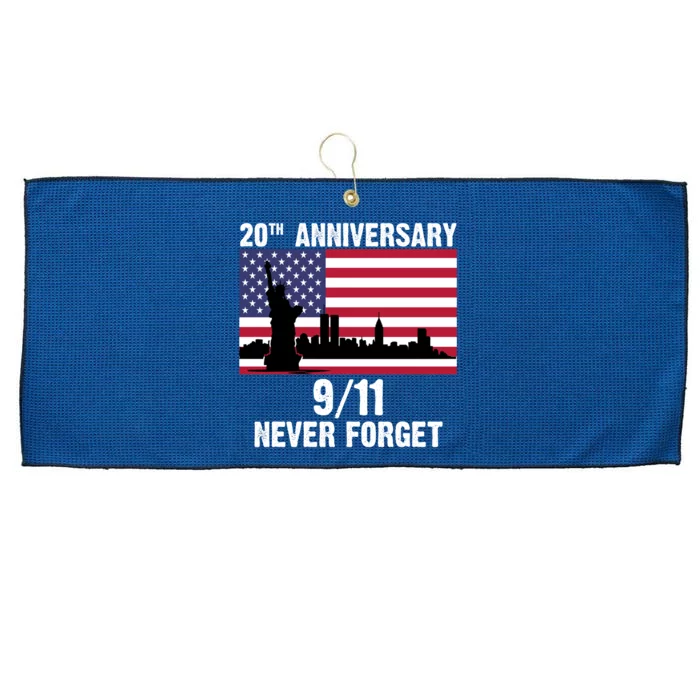 20th Anniversary 9/11 Tribute Never Forget US Flag New York Large Microfiber Waffle Golf Towel