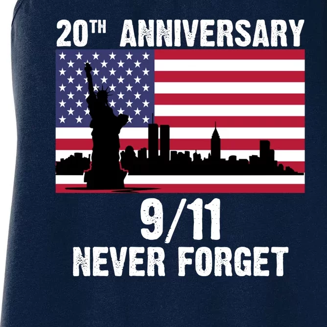 20th Anniversary 9/11 Tribute Never Forget US Flag New York Women's Racerback Tank