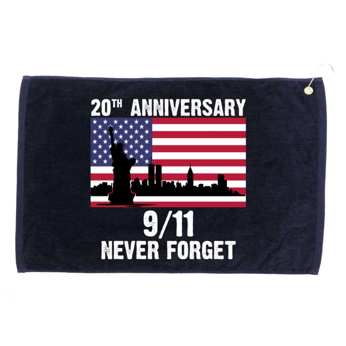 20th Anniversary 9/11 Tribute Never Forget US Flag New York Grommeted Golf Towel