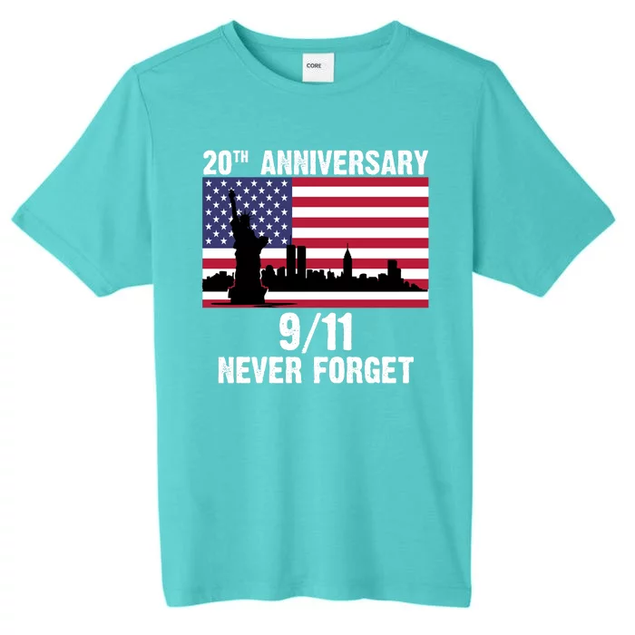 20th Anniversary 9/11 Tribute Never Forget US Flag New York ChromaSoft Performance T-Shirt