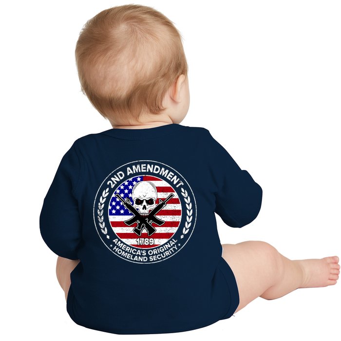 2nd Amendment America's Original Homeland Security 1789 Front And Back Front & Back Baby Long Sleeve Bodysuit