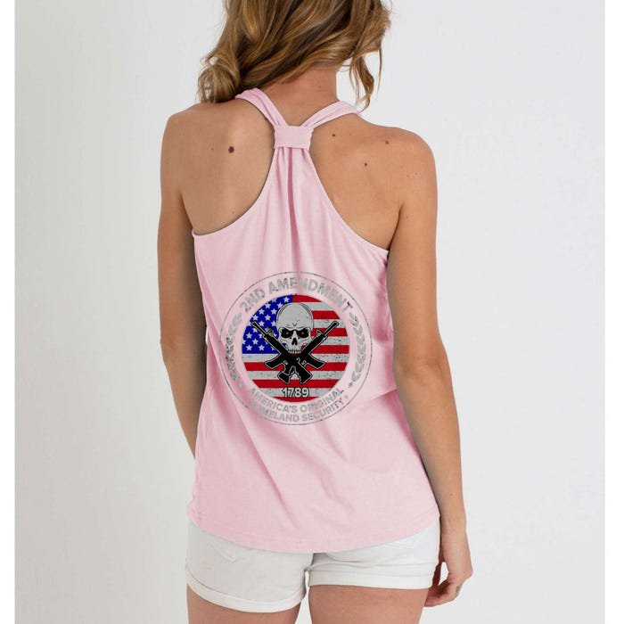 2nd Amendment America's Original Homeland Security 1789 Front And Back Front & Back Women's Knotted Racerback Tank