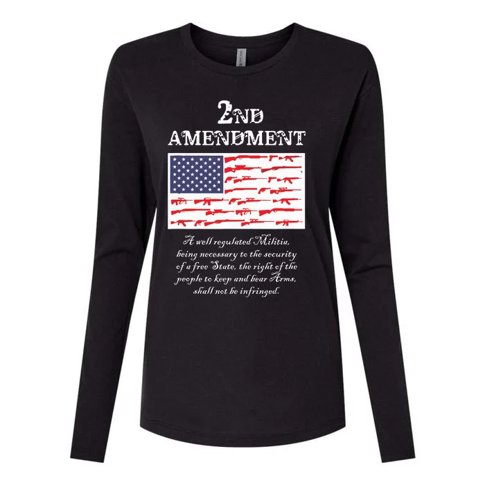 2nd Amendment American Flag Gun Right To Bear Arms Womens Cotton Relaxed Long Sleeve T-Shirt