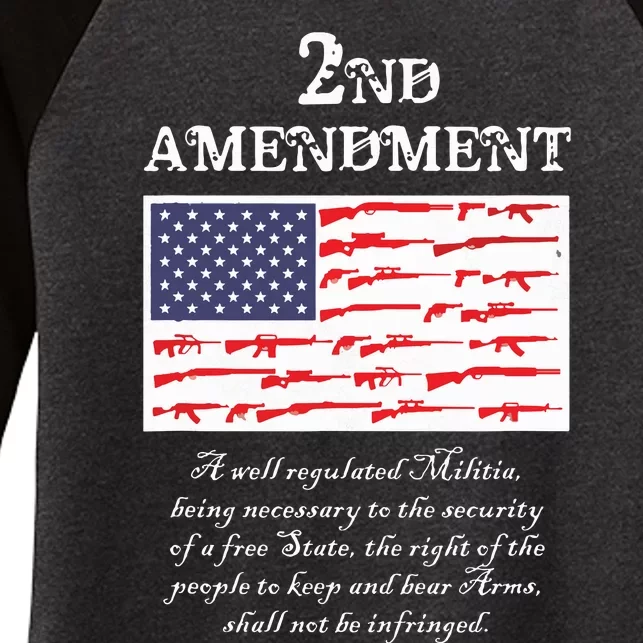 2nd Amendment American Flag Gun Right To Bear Arms Women's Tri-Blend 3/4-Sleeve Raglan Shirt