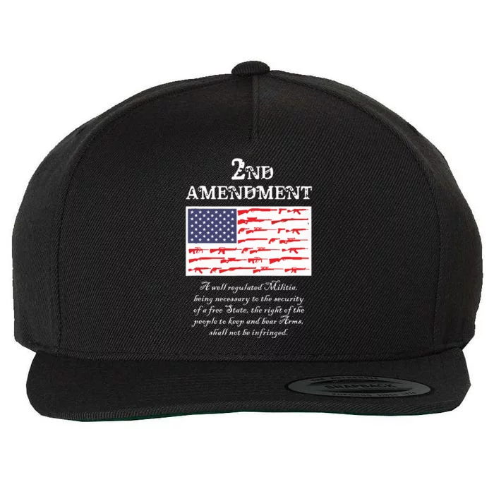 2nd Amendment American Flag Gun Right To Bear Arms Wool Snapback Cap